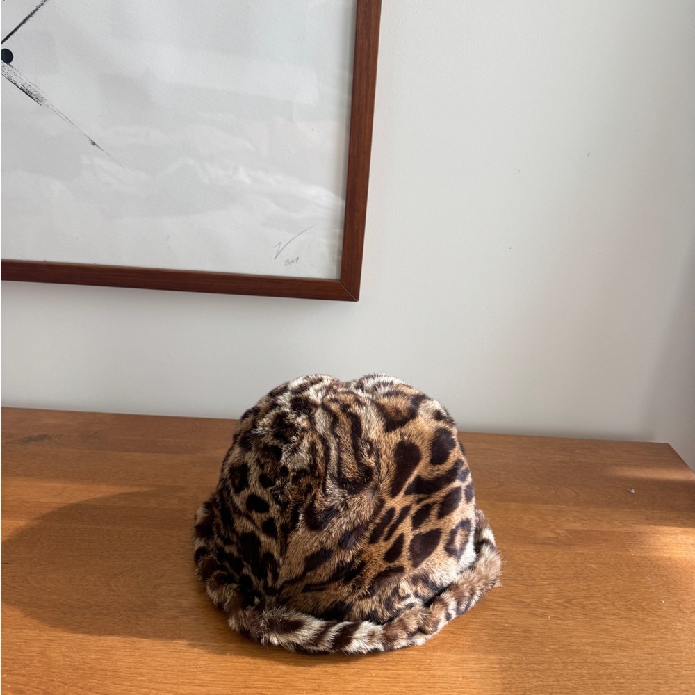 Leopard Print Rabbit Fur Hat